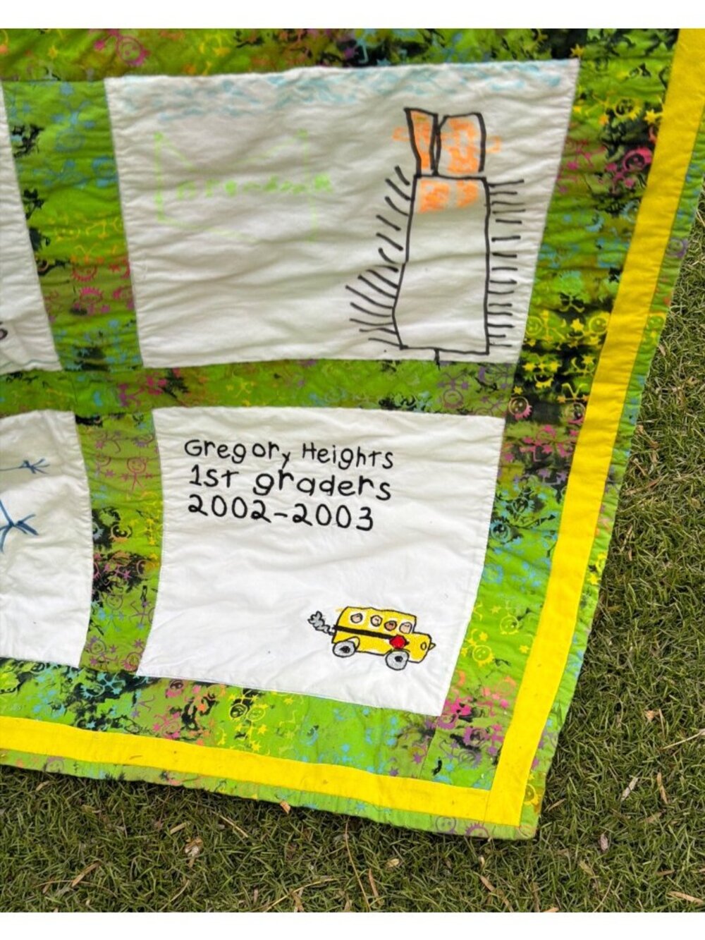 2002 Gregory Heights Elementary Burien WA 1st Grade Memory Throw Quilt 58 X 59 - Picture 5 of 13